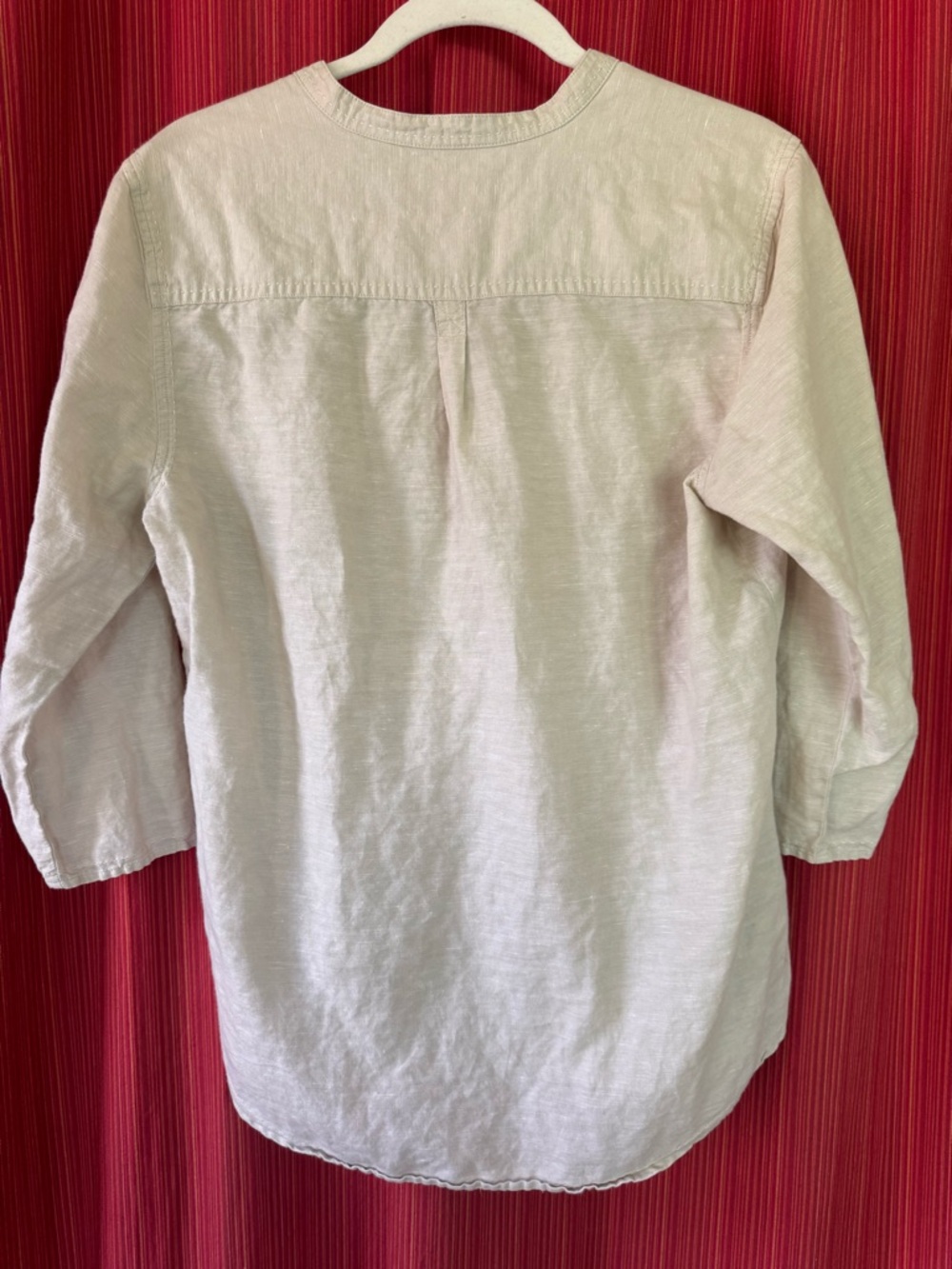 Eddie Bauer Natural Ivory Linen 1/2 button 3/4 Sleeve Tunic Shirt Size Medium - Picture 8 of 10